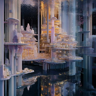 Aurum Axis style, Midjourney V6.1: megacity with futuristic bioarchitecture