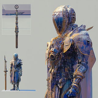 Aurum Axis style, Midjourney V6.1: concept art character design of retropunk steam knight