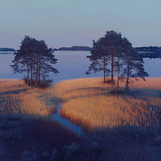 Aurum Axis style, Midjourney V6.1: realistic landscape photograph of quiet dawn
