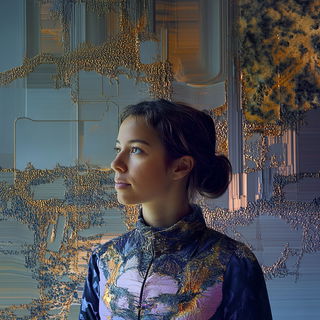 Aurum Axis style, Midjourney V6.1: photographic portrait of female protagonist