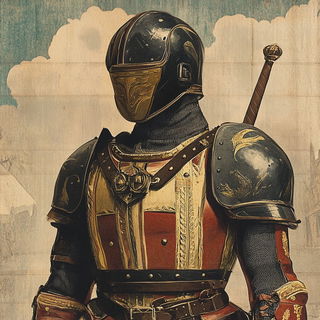 Masonry Masquerade style, Midjourney V6.1: concept art character design of retropunk steam knight