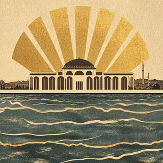 Masonry Masquerade style, Midjourney V6.1: bold minimalist logo design for Istanbul city municipal services