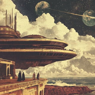 Masonry Masquerade style, Midjourney V6.1: cinematic shot from sci-fi movie