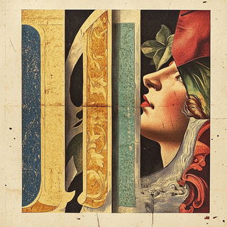 Masonry Masquerade style, Midjourney V6.1: typographic composition with large letters