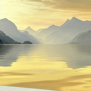Gondolafolk style, Midjourney V6.1: realistic landscape photograph of quiet dawn