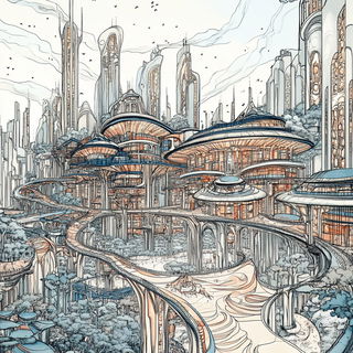Cloudshift Scenography style, Midjourney V6.1: megacity with futuristic bioarchitecture