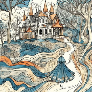 Cloudshift Scenography style, Midjourney V6.1: retro fairy-tale illustration