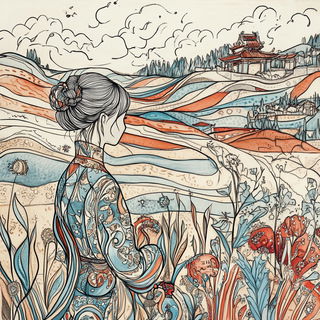 Cloudshift Scenography style, Midjourney V6.1: traditional folk art