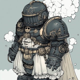 Ocherless Surrealism style, Midjourney V6.1: concept art character design of retropunk steam knight