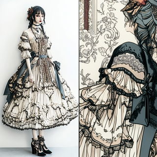 Ocherless Surrealism style, Midjourney V6.1: haute-couture fashion outfit