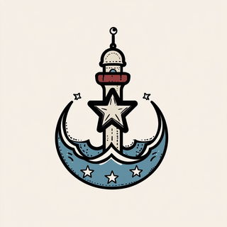 Ocherless Surrealism style, Midjourney V6.1: bold minimalist logo design for Istanbul city municipal services
