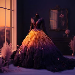 Celestetail style, Midjourney V6.1: haute-couture fashion outfit