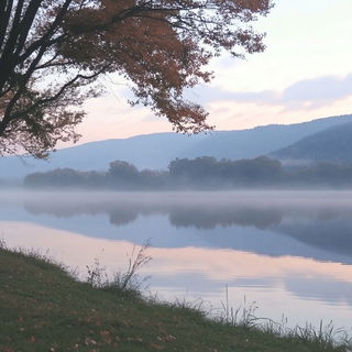 Bandterrain style, Midjourney V6.1: realistic landscape photograph of quiet dawn