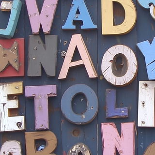 Bandterrain style, Midjourney V6.1: typographic composition with large letters