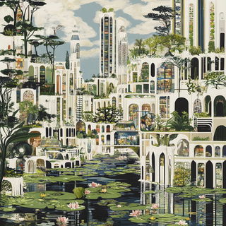 Floracurrent style, Midjourney V6.1: megacity with futuristic bioarchitecture
