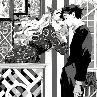 Floracurrent style, Midjourney V6.1: black-and-white manga comic strip
