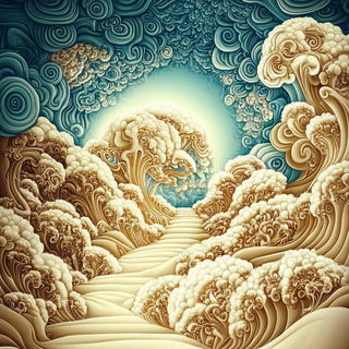 Mount Fuji Afterimage style, Midjourney V6.1: abstract 3D render