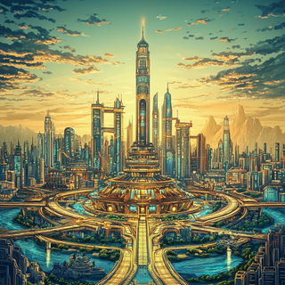 Mount Fuji Afterimage style, Midjourney V6.1: megacity with futuristic bioarchitecture