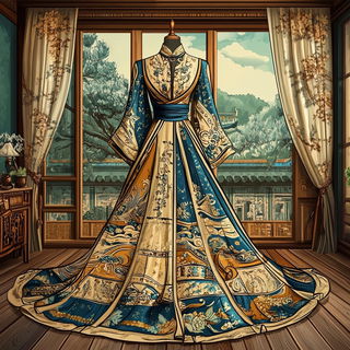 Mount Fuji Afterimage style, Midjourney V6.1: haute-couture fashion outfit