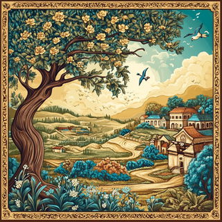 Mount Fuji Afterimage style, Midjourney V6.1: traditional folk art