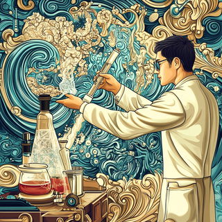 Mount Fuji Afterimage style, Midjourney V6.1: editorial illustration for popular scientific magazine cover