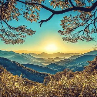 Mount Fuji Afterimage style, Midjourney V6.1: realistic landscape photograph of quiet dawn