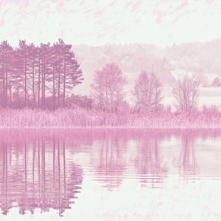Aquarellomancy style, Midjourney V6.1: realistic landscape photograph of quiet dawn