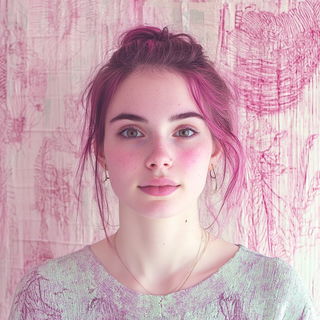 Aquarellomancy style, Midjourney V6.1: photographic portrait of female protagonist