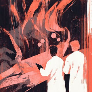 Inkmoon Folklorics style, Midjourney V6.1: editorial illustration for popular scientific magazine cover