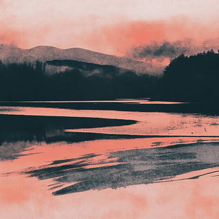 Inkmoon Folklorics style, Midjourney V6.1: realistic landscape photograph of quiet dawn