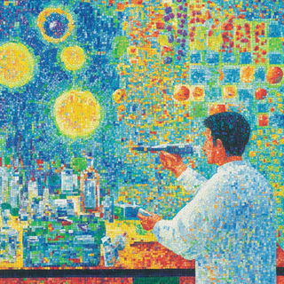 Contour Reactor style, Midjourney V6.1: editorial illustration for popular scientific magazine cover