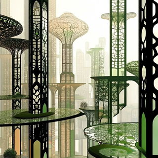 Kaleidosouk style, Midjourney V6.1: megacity with futuristic bioarchitecture