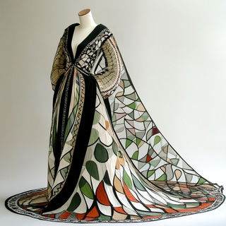 Kaleidosouk style, Midjourney V6.1: haute-couture fashion outfit