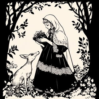Photostat Pantheon style, Midjourney V6.1: retro fairy-tale illustration