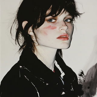 Ruinmancy style, Midjourney V6.1: photographic portrait of female protagonist
