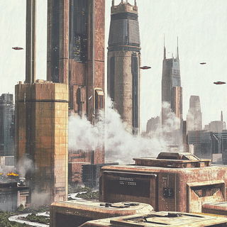 Karst Opaline style, Midjourney V6.1: megacity with futuristic bioarchitecture