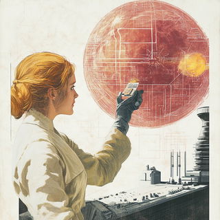Karst Opaline style, Midjourney V6.1: editorial illustration for popular scientific magazine cover