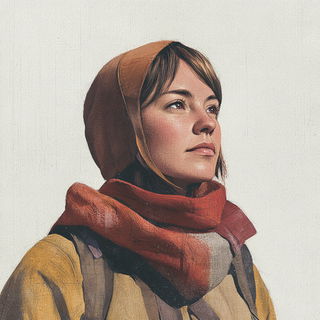 Karst Opaline style, Midjourney V6.1: photographic portrait of female protagonist