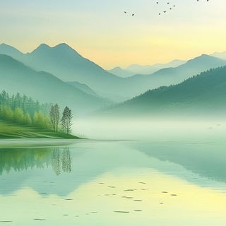 Redoubt Brushballad style, Midjourney V6.1: realistic landscape photograph of quiet dawn