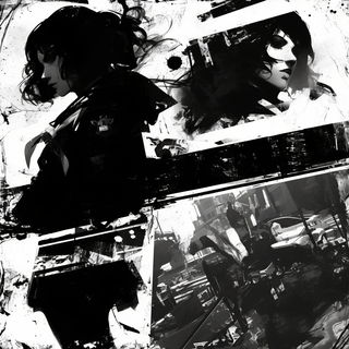 Cathedral Biolumina style, Midjourney V6.1: black-and-white manga comic strip