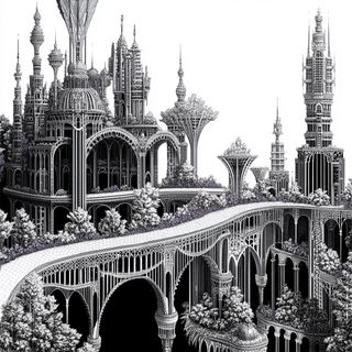 Cinderink style, Midjourney V6.1: megacity with futuristic bioarchitecture