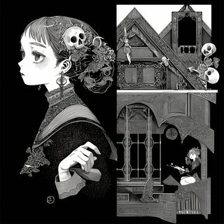 Cinderink style, Midjourney V6.1: black-and-white manga comic strip