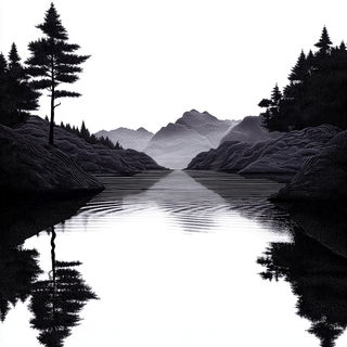 Cinderink style, Midjourney V6.1: realistic landscape photograph of quiet dawn