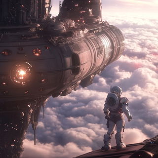 Rimecliff Manga style, Midjourney V6.1: cinematic shot from sci-fi movie