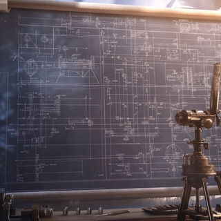 Rimecliff Manga style, Midjourney V6.1: technical infrastructure blueprint schematics