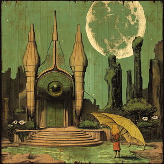 Greenhouse of Impossible Angles style, Midjourney V6.1: retro fairy-tale illustration