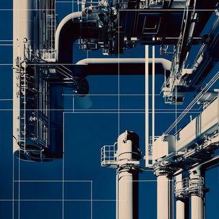 Veranda Striations style, Midjourney V6.1: technical infrastructure blueprint schematics