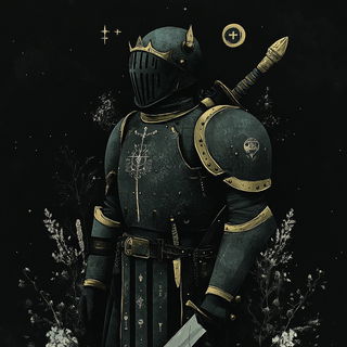 Silhougraph style, Midjourney V6.1: concept art character design of retropunk steam knight