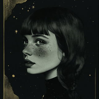 Silhougraph style, Midjourney V6.1: photographic portrait of female protagonist