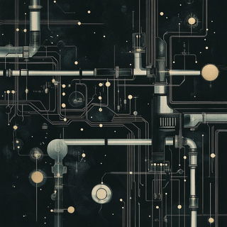 Silhougraph style, Midjourney V6.1: technical infrastructure blueprint schematics